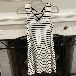 Black and white fit and flare dress
